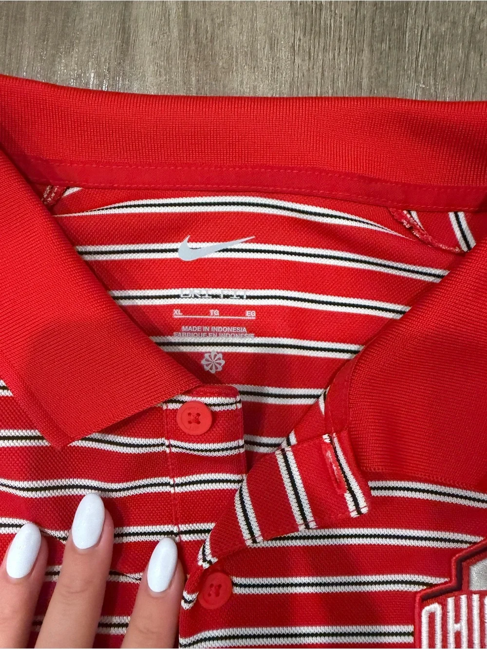 Nike Red & White Striped Ohio State Polo - men’s